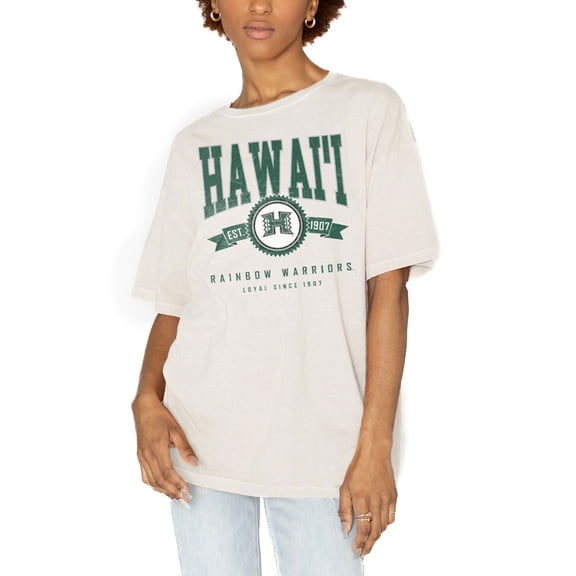 Women's Gameday Couture White Hawaii Warriors Get Goin' Oversized T-Shirt