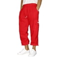 thumbnail image 1 of Pantalones de chándal anchos y holgados para hombre: cintura elástica con cordón, mezcla de lino, corte holgado con bolsillos laterales para yoga/running/uso informal., 1 of 4
