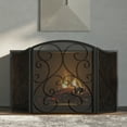 thumbnail image 6 of Fire Beauty Fireplace Screen 3 Panel Wrought Iron Black Metal 48"(L) x30(H) Spark Guard Cover(Black), 6 of 8