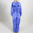 thumbnail image 4 of Adult Onesie Pajamas for Women, Cat Ears Cute Teddy Fleece Fuzzy Homewear Teens Plus Size Zip Hooded PJs Sleepwear (4X-Large, Blue), 4 of 6