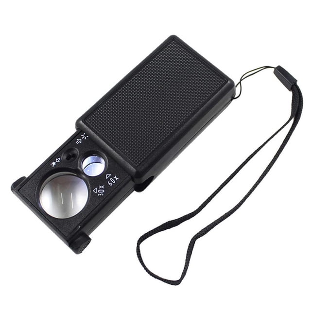 30 60 veces LED UV moneda lupa Detector sellos joyería lupa vidrio