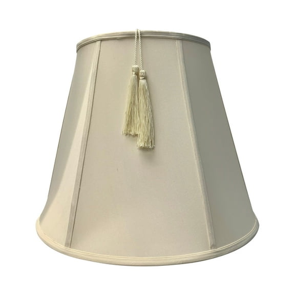 10.75x17x14 Empire Tassel Lampshade, Eggshell Shantung Fabric