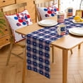 thumbnail image 3 of Table Runner Dresser Scarves 108 Inch Long,4th of July Buffalo Plaid Linen Dining Table Runners White Stars on Navy Blue Grid Tabletop Scarf for Wedding Holiday Party Kitchen, 3 of 7