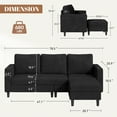 thumbnail image 4 of Villeston 78'' L Shaped 3-seat Sofa for Living Room, Apartment, Lounge,Bedroom-Washable Covers Convertible(Corduroy,Black), 4 of 8