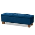 thumbnail image 1 of Bowery Hill Navy Blue Velvet Upholstered Storage Ottoman Bench, 1 of 11
