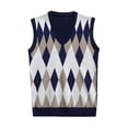 thumbnail image 2 of 2025 Gilets d'Extérieur pour Hommes Gilet Sans Manches pour Hommes Veste en Molleton pour Hommes Bordure Rayée Col en V Chandails en Molleton pour Hommes, 2 of 3