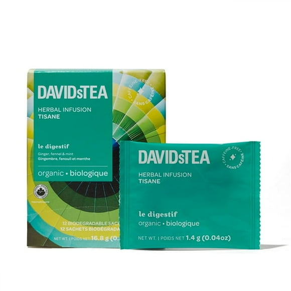 DAVIDsTEA - Herbal Infusion - Pack of 12 Individually Wrapped Sachets - Le Digestif Tea