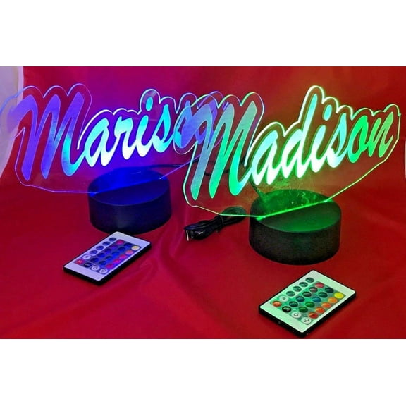 Name Light Up Lamp Any Name Shape Lamp LED Personalized Create Your Own Name in Script Cursive Table Lamp LED, Our Newest Feature - It's Wow, with Remote 16 Color Options, Dimmer, Free Engraving