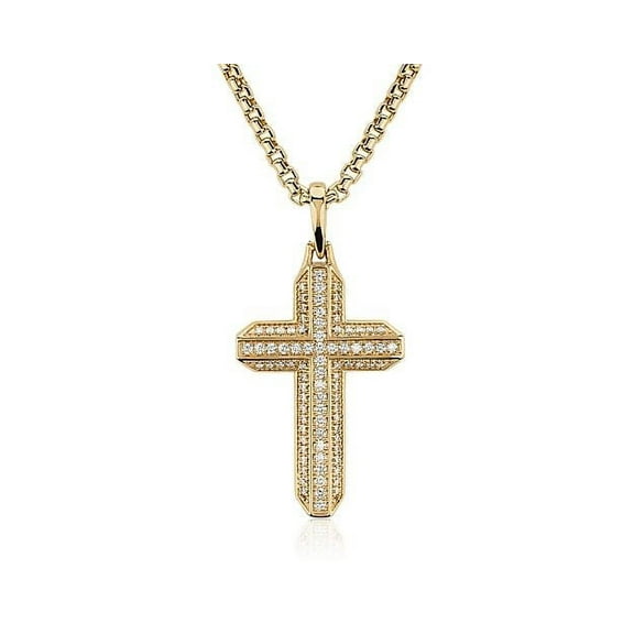 2.00 Carat Unique Excellent Cut Natural Diamond Cross Pendant Necklace for Ladies Solid 14K Yellow Gold With 18 inches chain