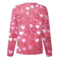 thumbnail image 3 of Women Valentines Day Scrub Jackets Plus Size Loose Long Sleeve Cute Love Hearts Graphic Scrubs Hoilday Button Snap Front Scrub Tops Medical Nurse Workwear Nursing Uniform with Pockets Pink M, 3 of 5