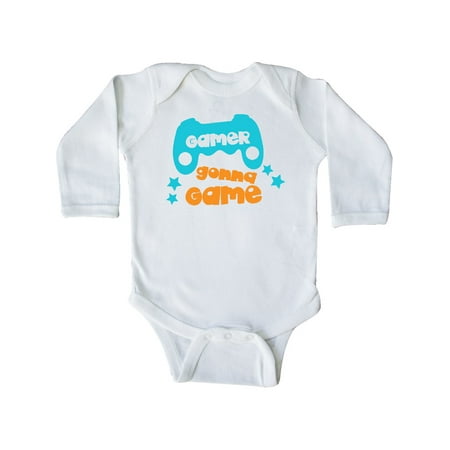 

Inktastic Gamer Gonna Game Joystick Joypad - Orange Blue Gift Baby Boy or Baby Girl Long Sleeve Bodysuit