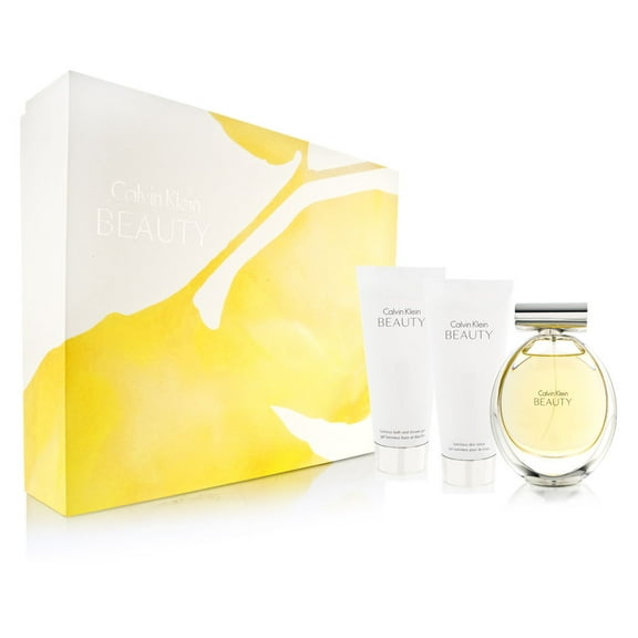 Calvin Klein Beauty for Women 3 Piece Set Includes: 3.4 oz Eau de Parfum Spray   3.4 Luminous Skin Lotion   3.4 oz Luminous Bath & Shower Gel