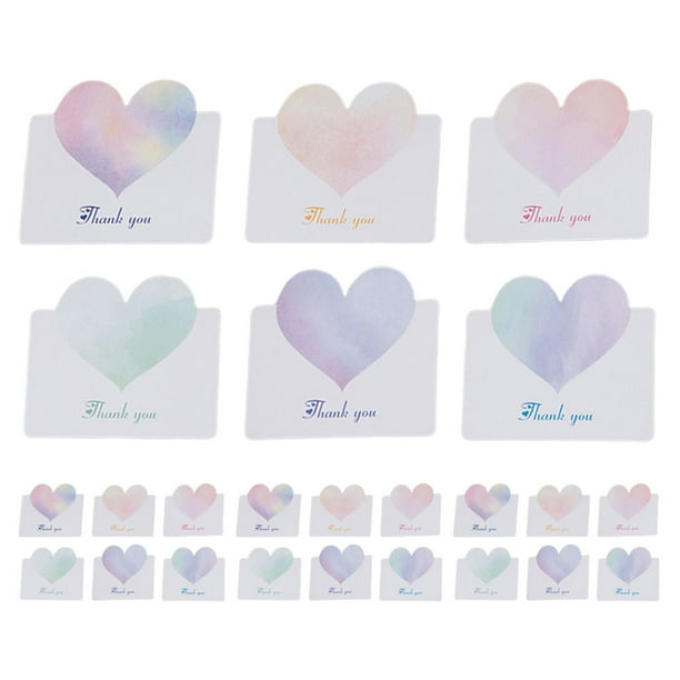 60 tarjetas de felicitación con forma de corazón, tarjetas de bendición, tarjetas de mensaje en blanco