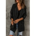 thumbnail image 2 of POGLIP Women's Black Drawstring Turndown Collar Hooded Outerwear, 2 of 6