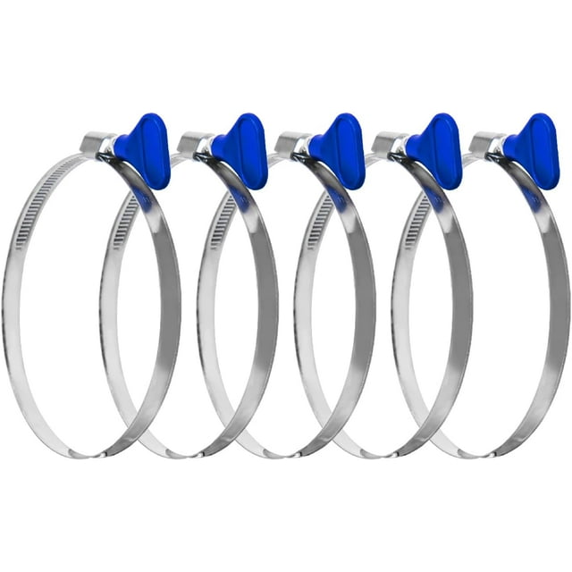 70120 4 Inch Key Hose Clamp, Thumb Screw Key Adjustable Stainless Steel Hose Clamps for Dust Collection and Dryer Vent Hose, 5 pack