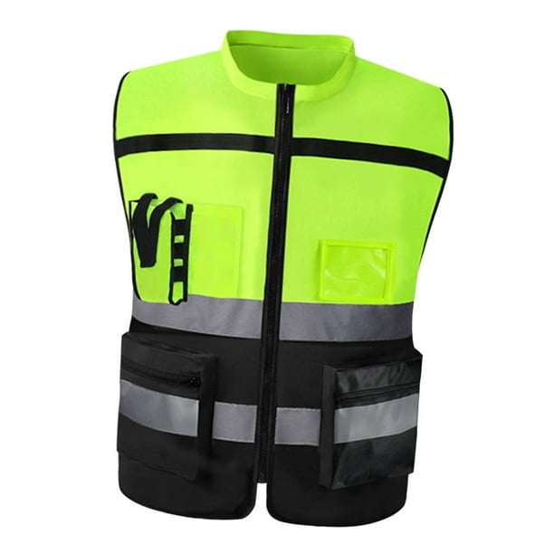 Gilet de Securite Reflechissant a Haute Visibilite avec Poches Gilet de Construction Durable Gilet de Travail pour la Construction le Cyclisme