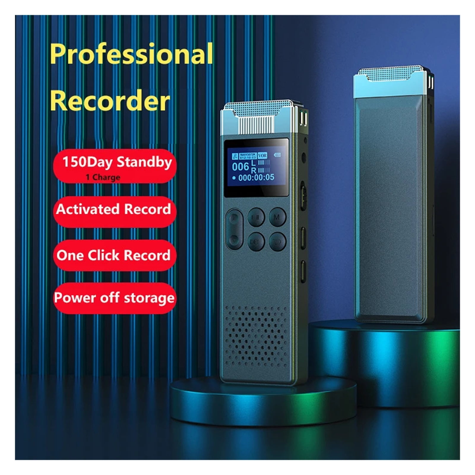 Activated Voice Recorder Long Standby with External Horn Speaker Noise Reduce Sound Dictaphone