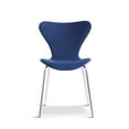 thumbnail image 3 of 1x White Rectangular Dining Table and 4xNavy Stackable Chairs, Dining Table and Chairs Set, 3 of 7