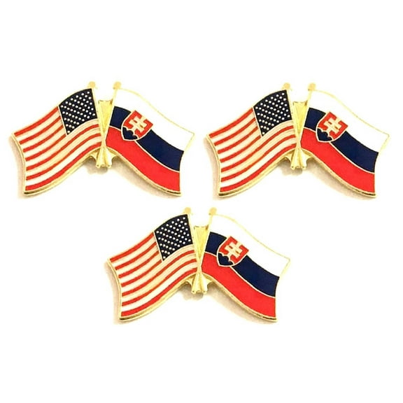 Slovakia & US Crossed Double Flag Lapel Pins, Pack of 3
