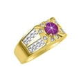 thumbnail image 3 of RYLOS Men's Rings 14K Yellow Gold Designer Starburst 7MM Round Gemstone & Diamond Ring Star Ruby July Birthstone Rings Size 9, 3 of 7