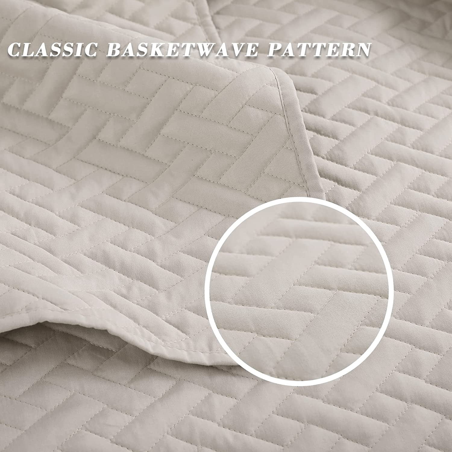 Exclusivo Mezcla 3-Piece King Size Quilt Set with 2 Pillow Shams, Basket Quilted Bedspread/Coverlet/Bed Cover(96"x 104", Brich Beige) -Soft, Lightweight and Reversible