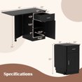 thumbnail image 3 of Costway Folding Computer Desk with Drawer Cabinet & Adjustable Shelf Wheel for Living Room, Black, 3 of 10