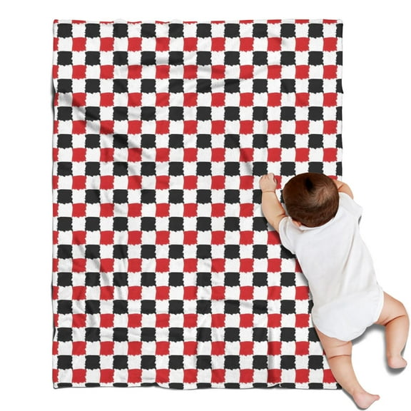 Red Black White Checkered Pattern Blanket,Comfortable Soft Flannel Throw Blanket,All Season,Warm Lightweight Blankets for Sofa Bed Couch Living Room Chair,30"x40"