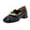 Black, variant on XYD Women Classic Square Closed Toe Golden Chain Pearl Loafer Chunky Low Heel Office Walking Comfy Shoes Size 7 Green