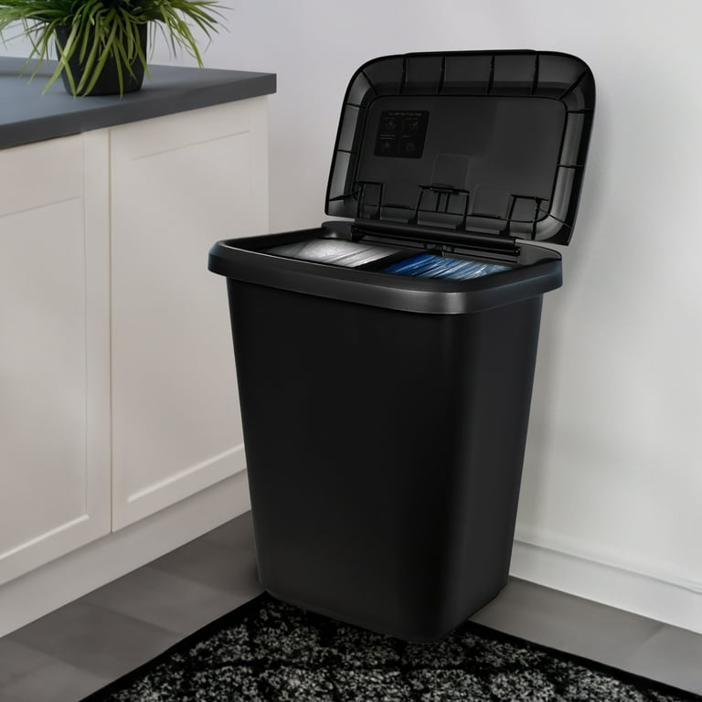 20 Gallon Injection Molded Large Wastebasket Kitchen Trash Can Black Garbage  Bin