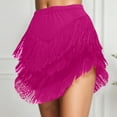 thumbnail image 2 of oqasdz Womens Skirts Flowy Fringe Asymmetrical Hem Solid Color Boho Skirt with Tassel Details for Casual Party Evening Holiday Wear, 2 of 4