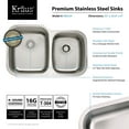 thumbnail image 2 of KRAUS 32 Inch Undermount Double Bowl Stainless Steel Kitchen Sink with Nola Pull Down Kitchen Faucet & Soap Dispenser in Chrome, 2 of 15