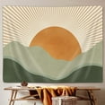 thumbnail image 2 of Boho Sage Green Tapestry, Abstract Mountain Golden Sun Nature Tapestry Wall Hanging for Bedroom, Modern Minimalist Landscape Tapestries Poster Blanket College Dorm Home Decor 60X40Inches, 2 of 4