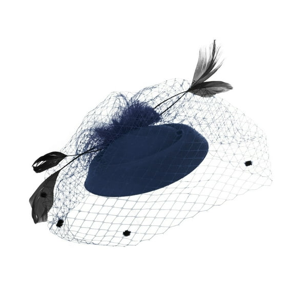 Yeetfub Fascinator Headband Derby Hats for Women 2024 Fascinator Fascinators for Women Tea Party Headband Hat Mesh Feathers Hair Clip for Wedding Cocktail and Church Wedding Hats for Women,Navy