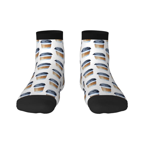 Fuzoiu Coffee To Go Pattern Print Adult Socks, Crew Moisture-wicking Socks, Unisex Cushion Crew Socks,Casual Sports Ankle Socks