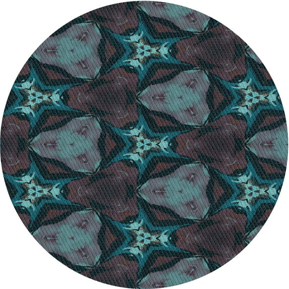 Ahgly Company Indoor Round Patterned Charcoal Black Area Rugs, 4' Round