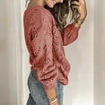 thumbnail image 3 of SwiftWear Cardigan Sweaters for Women Long Sleeve Crochet Knit Tops V-Neck Button Down Loose Fit Sweater Coat Outwear Red L, 3 of 7