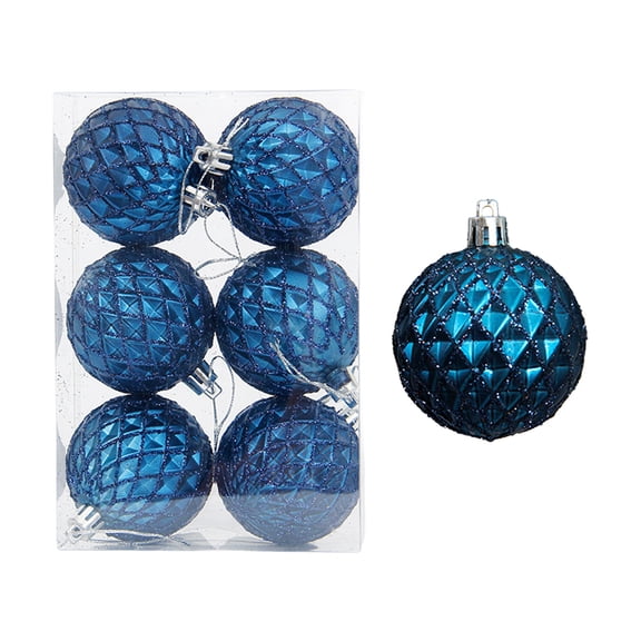 Christmas 6Pcs Grid Plastic Decoration Balls 6Cm Hanging Ornaments For Christmas Tree Holiday Decor