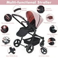 thumbnail image 5 of GarveeLife Foldable Pink Baby Stroller, High Landscape Pushchair for Newborn, Toddler, Girls, Convertible Infant Pram with Reversible Backrest, Storage Basket, Adjustable Footrest & Canopy, Cup Holder, 5 of 5