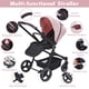 thumbnail image 5 of Yeshouse cochecito plegable para recién nacidos y niños pequeños, respaldo reversible, cesta de almacenamiento, reposapiés y capota ajustables, con portavasos, color negro, ideal para paseo diario, 5 of 7