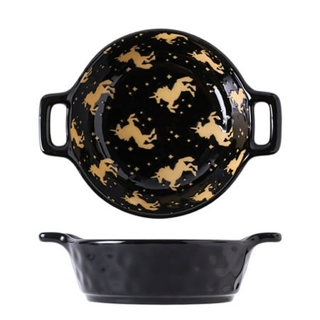 

Qeeadeea Ceramic Ramen Bowl With Handle Deep Soup Bowl Set Of 2 Soup Cup Microwave And Oven Safe(21x16x6cm)-black-unicorn