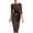 Coffee, variant on qafoshin Polka Dresses for Women Vintage Classic 3/4 Sleeve Crew Neck Midi Dress Tight Waist Trendy Dress