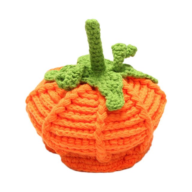 Regalos de Halloween, gorro de calabaza para niños, gorro tejido a mano, otoño invierno, para niño y niña (naranja)