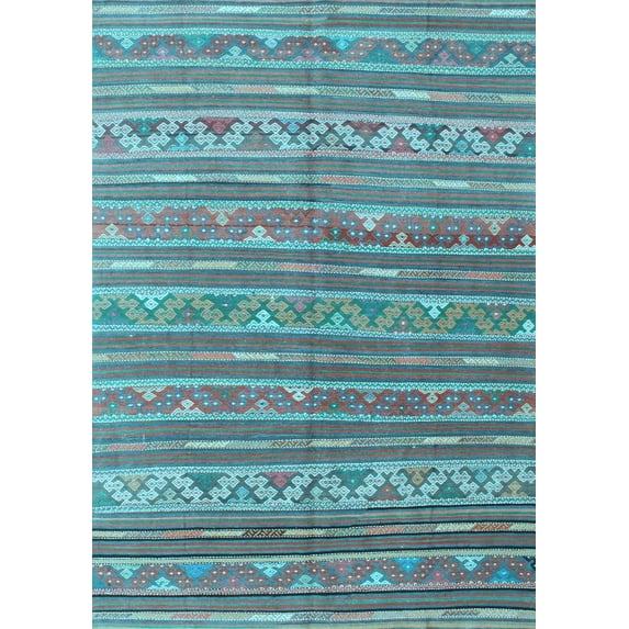 Ahgly Company Indoor Rectangle Southwestern Light Blue Country Area Rugs, 2' x 4'