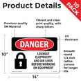 thumbnail image 2 of Lockout Electricity Air Lines Before Working OSHA Danger Vinyl Decal Label 14 Inch x 10 Inch - 10 Pack, 2 of 6