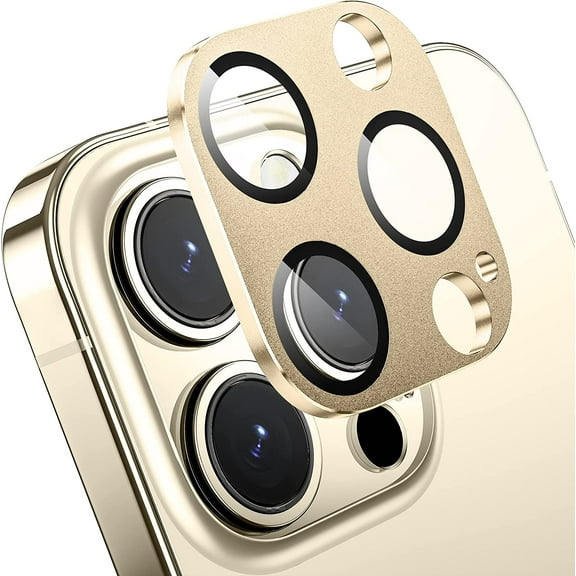 for iPhone 14 Pro/iPhone 14 Pro Max Camera Lens Protector,Matte Alloy Metal Glass Camera Screen Protector Scratch Resistant Cover Accessories 2022, Gold