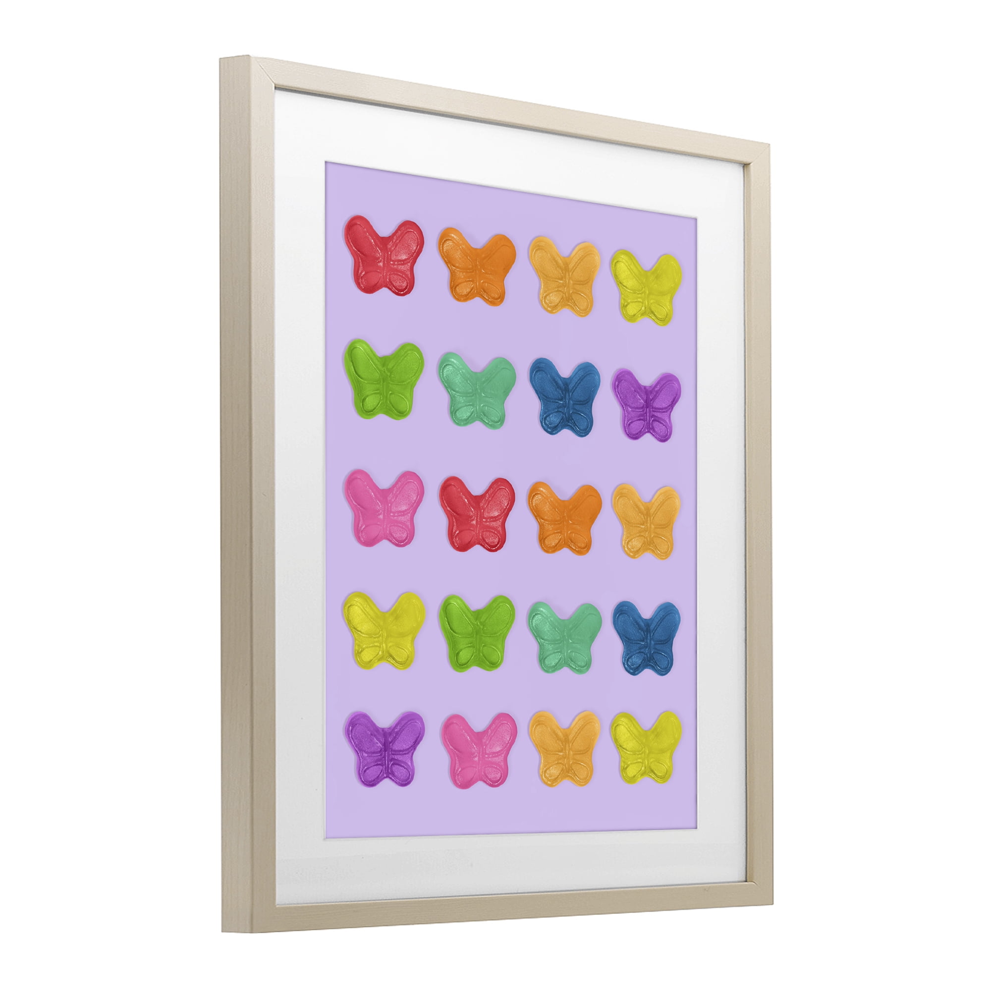 Stupell Industries Colorful Butterflies on Lilac Birch Framed Print Under Glass, design by LISH Creative