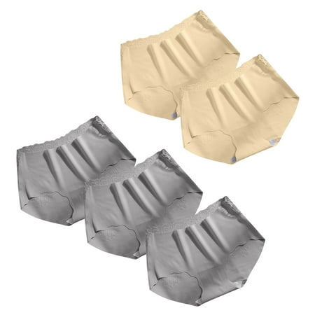 ATOYSOY Women s Classic Briefs Silk Hip Lifting Panties  5 Pack Stretchy Shapewear Control Briefs Seamless for Ladies Solid Panty Comfy Mid Waist Underpants Multipack Clearance Gray L