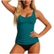 thumbnail image 1 of Conjunto de Bikini de Cintura Alta para Mujeres Traje de Baño Tankini de Correa de Color Sólido con Sujetadores Acolchados Extraíbles, Nylon + Spandex, Alto Corte Delgado, 1 of 6
