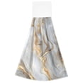 thumbnail image 7 of Dailycode Kitchen Wash Cloths with Hanging Loops Absorbent Absorbent Quick Drying Hand Towels, 2 Pack, White Gold Marble, 7 of 7
