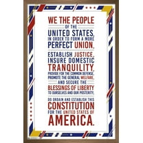 The United States Of America - Constitution Preamble Wall Poster, 14.725" x 22.375", Framed